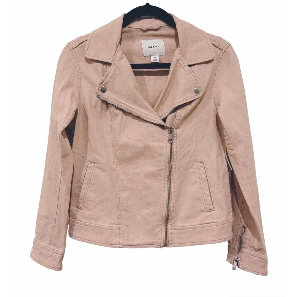 Old Navy Women's Size XS Blush Pink Asymmetrical Zipper Stretchy Moto Jacket NWT
